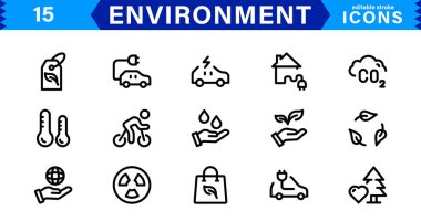 Environment Icons. Eco-Friendly Vector Illustrations for Sustainability, Nature, and Green Solutions clipart