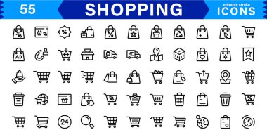 Shopping Icon Collection. Stylish Vectors for Retail, Sales, and E-Commerce Graphics clipart