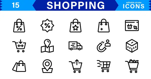 Alışveriş Simgesi Koleksiyonu. Perakende, Satış ve E-Ticaret Grafikleri için Şık Vektörler