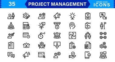 Vector Icons for Project Management. Sleek Designs for Scheduling, Team Collaboration, and Tracking clipart