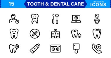 Dental Care & Tooth Icon Collection. Premium Vector Illustrations for Orthodontics, Oral Hygiene, and Dental Health Design Projects clipart