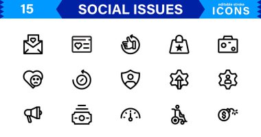 Sosyal Sorunlar Simgesi Ayarlandı. Eşitlik, Adalet, İnsan Hakları ve Toplum Bilinci İçin Yüksek Kaliteli Vektör Simgeleri