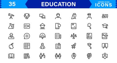 Eğitim Simgesi Ayarlandı. Okullar, Öğretmenler, Öğrenim ve Akademik Kurumlar için Yüksek Kaliteli Vektör Simgeleri