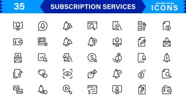 Üyelik Servisleri Simgesi Ayarlandı. Üyelik Modelleri, Dijital Hizmetler, Ödemeler ve Üyelik Platformları için Yüksek Kaliteli Simgeler