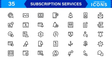 Üyelik Servisleri Simgesi Ayarlandı. Üyelik Modelleri, Dijital Hizmetler, Ödemeler ve Üyelik Platformları için Yüksek Kaliteli Simgeler