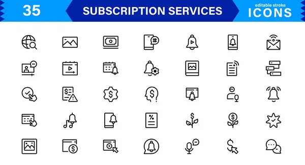 Üyelik Servisleri Simgesi Ayarlandı. Üyelik Modelleri, Dijital Hizmetler, Ödemeler ve Üyelik Platformları için Yüksek Kaliteli Simgeler