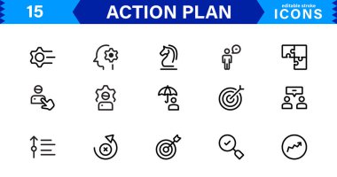 Action Plan Icon Set. High-Quality Icons for Planning, Strategy, Project Management, and Task Scheduling Solutions clipart