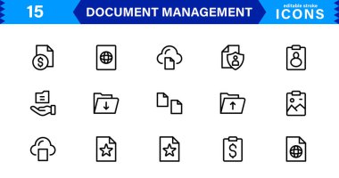 Belge ve Dosya Yönetimi Simgesi Ayarlandı. Belge ve Dosyaları Düzenlemek, Sıralamak, Depolamak ve Yönetmek için Yüksek Kaliteli Simgeler
