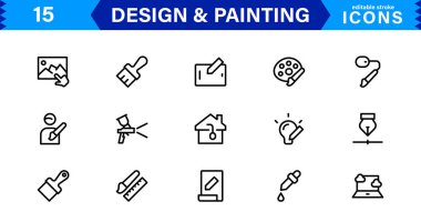 Simge Tasarım ve Boyama Koleksiyonu. Sanat, Çizim, Resim ve Dijital Tasarım Projeleri için Ölçeklenebilir ve Çok Yönlü Simgeler