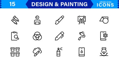 Simge Tasarım ve Boyama Koleksiyonu. Sanat, Çizim, Resim ve Dijital Tasarım Projeleri için Ölçeklenebilir ve Çok Yönlü Simgeler