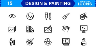 Simge Tasarım ve Boyama Koleksiyonu. Sanat, Çizim, Resim ve Dijital Tasarım Projeleri için Ölçeklenebilir ve Çok Yönlü Simgeler