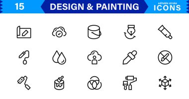 Simge Tasarım ve Boyama Koleksiyonu. Sanat, Çizim, Resim ve Dijital Tasarım Projeleri için Ölçeklenebilir ve Çok Yönlü Simgeler