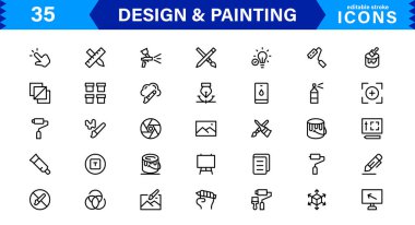 Simge Tasarım ve Boyama Koleksiyonu. Sanat, Çizim, Resim ve Dijital Tasarım Projeleri için Ölçeklenebilir ve Çok Yönlü Simgeler
