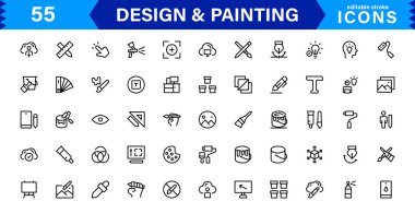 Simge Tasarım ve Boyama Koleksiyonu. Sanat, Çizim, Resim ve Dijital Tasarım Projeleri için Ölçeklenebilir ve Çok Yönlü Simgeler