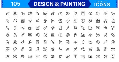Simge Tasarım ve Boyama Koleksiyonu. Sanat, Çizim, Resim ve Dijital Tasarım Projeleri için Ölçeklenebilir ve Çok Yönlü Simgeler