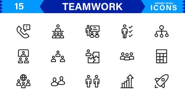 Takım çalışması ve Simge Paketi. Takım Çalışması, İşbirliği, Grup Projeleri ve Liderlik İçin Temiz, Ölçeklenebilir Simgeler