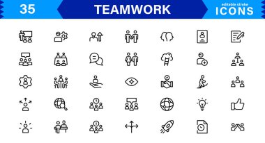Takım çalışması ve Simge Paketi. Takım Çalışması, İşbirliği, Grup Projeleri ve Liderlik İçin Temiz, Ölçeklenebilir Simgeler