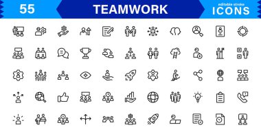 Takım çalışması ve Simge Paketi. Takım Çalışması, İşbirliği, Grup Projeleri ve Liderlik İçin Temiz, Ölçeklenebilir Simgeler
