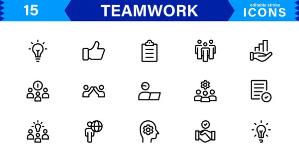 Takım çalışması ve Simge Paketi. Takım Çalışması, İşbirliği, Grup Projeleri ve Liderlik İçin Temiz, Ölçeklenebilir Simgeler