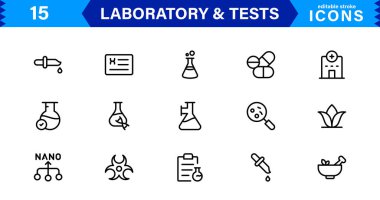 Laboratuvar ve Test Simgeleri. Tasarımlarınızı Geliştirmek için Bilimsel, Tıbbi ve Araştırma Bazlı Projeler İçin Mükemmel.