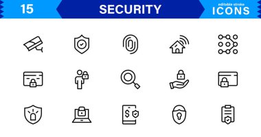 Profesyonel Tasarımlar İçin Modern Güvenlik Simgeleri. Projelerinizi Güçlendirmek İçin Temel Koruma, Kilit ve Kalkan Sembolleri.