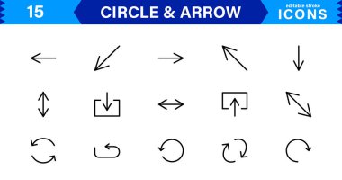 Dinamik Tasarımlar için Modern Çember ve Ok Simgeleri. Akış ve Hareketle Projelerinizi Geliştirmek için Yön Okları ve Dairesel Elementler.
