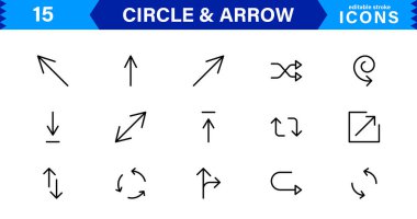 Dinamik Tasarımlar için Modern Çember ve Ok Simgeleri. Akış ve Hareketle Projelerinizi Geliştirmek için Yön Okları ve Dairesel Elementler.