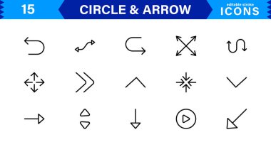 Dinamik Tasarımlar için Modern Çember ve Ok Simgeleri. Akış ve Hareketle Projelerinizi Geliştirmek için Yön Okları ve Dairesel Elementler.
