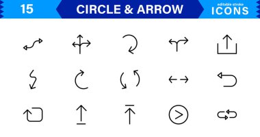 Dinamik Tasarımlar için Modern Çember ve Ok Simgeleri. Akış ve Hareketle Projelerinizi Geliştirmek için Yön Okları ve Dairesel Elementler.