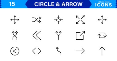 Dinamik Tasarımlar için Modern Çember ve Ok Simgeleri. Akış ve Hareketle Projelerinizi Geliştirmek için Yön Okları ve Dairesel Elementler.