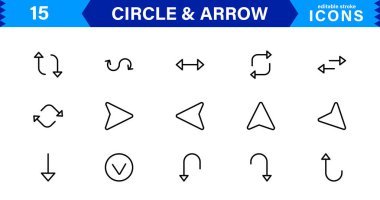 Dinamik Tasarımlar için Modern Çember ve Ok Simgeleri. Akış ve Hareketle Projelerinizi Geliştirmek için Yön Okları ve Dairesel Elementler.