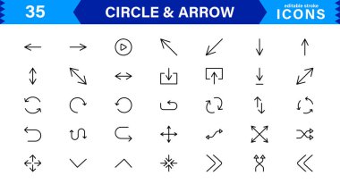 Dinamik Tasarımlar için Modern Çember ve Ok Simgeleri. Akış ve Hareketle Projelerinizi Geliştirmek için Yön Okları ve Dairesel Elementler.