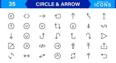 Dinamik Tasarımlar için Modern Çember ve Ok Simgeleri. Akış ve Hareketle Projelerinizi Geliştirmek için Yön Okları ve Dairesel Elementler.
