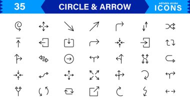 Dinamik Tasarımlar için Modern Çember ve Ok Simgeleri. Akış ve Hareketle Projelerinizi Geliştirmek için Yön Okları ve Dairesel Elementler.