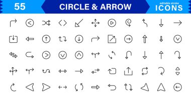 Dinamik Tasarımlar için Modern Çember ve Ok Simgeleri. Akış ve Hareketle Projelerinizi Geliştirmek için Yön Okları ve Dairesel Elementler.