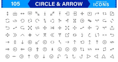 Dinamik Tasarımlar için Modern Çember ve Ok Simgeleri. Akış ve Hareketle Projelerinizi Geliştirmek için Yön Okları ve Dairesel Elementler.