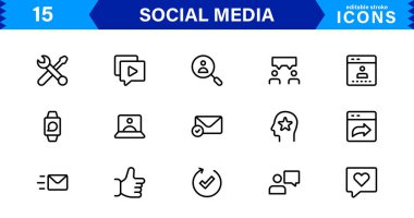 Asgari Profesyonel Vektör Biçiminde Modern Sosyal Medya Simgesi İletişim, Ağ, Sohbet, Paylaşma ve Bildirim Sembolleri