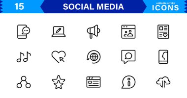 Asgari Profesyonel Vektör Biçiminde Modern Sosyal Medya Simgesi İletişim, Ağ, Sohbet, Paylaşma ve Bildirim Sembolleri