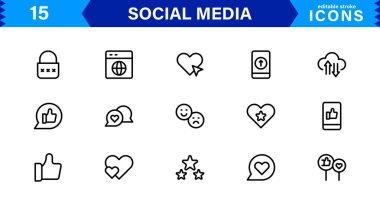 Asgari Profesyonel Vektör Biçiminde Modern Sosyal Medya Simgesi İletişim, Ağ, Sohbet, Paylaşma ve Bildirim Sembolleri