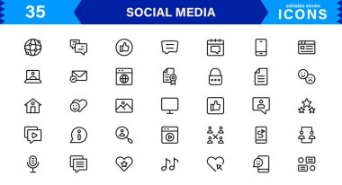 Asgari Profesyonel Vektör Biçiminde Modern Sosyal Medya Simgesi İletişim, Ağ, Sohbet, Paylaşma ve Bildirim Sembolleri