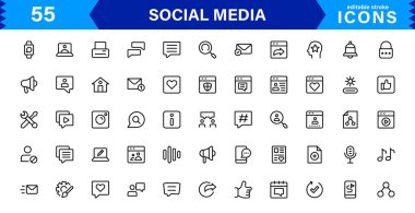 Asgari Profesyonel Vektör Biçiminde Modern Sosyal Medya Simgesi İletişim, Ağ, Sohbet, Paylaşma ve Bildirim Sembolleri