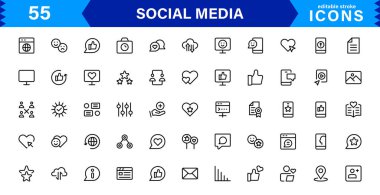 Asgari Profesyonel Vektör Biçiminde Modern Sosyal Medya Simgesi İletişim, Ağ, Sohbet, Paylaşma ve Bildirim Sembolleri