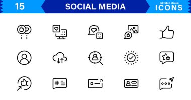 Asgari Profesyonel Vektör Biçiminde Modern Sosyal Medya Simgesi İletişim, Ağ, Sohbet, Paylaşma ve Bildirim Sembolleri