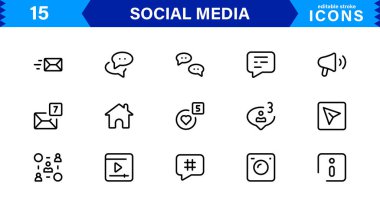 Asgari Profesyonel Vektör Biçiminde Modern Sosyal Medya Simgesi İletişim, Ağ, Sohbet, Paylaşma ve Bildirim Sembolleri