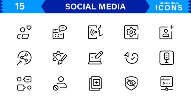 Asgari Profesyonel Vektör Biçiminde Modern Sosyal Medya Simgesi İletişim, Ağ, Sohbet, Paylaşma ve Bildirim Sembolleri