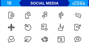 Asgari Profesyonel Vektör Biçiminde Modern Sosyal Medya Simgesi İletişim, Ağ, Sohbet, Paylaşma ve Bildirim Sembolleri