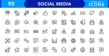 Asgari Profesyonel Vektör Biçiminde Modern Sosyal Medya Simgesi İletişim, Ağ, Sohbet, Paylaşma ve Bildirim Sembolleri