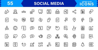 Asgari Profesyonel Vektör Biçiminde Modern Sosyal Medya Simgesi İletişim, Ağ, Sohbet, Paylaşma ve Bildirim Sembolleri