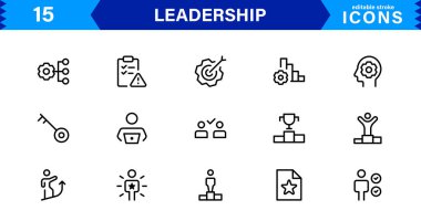 Liderlik Simgesi Temsili Otorite, Takım Çalışması, Strateji, Motivasyon ve Vizyon Minimalist, Profesyonel ve Pazarlanabilir Vektör Biçimi