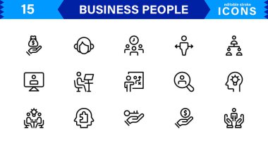 İş İnsanları Simgesi Temsili Liderlik, Takım Çalışması, Toplantılar, Büyüme ve Minimalist, Profesyonel ve İndirmeye Hazır Biçimde Başarı Ayarladı